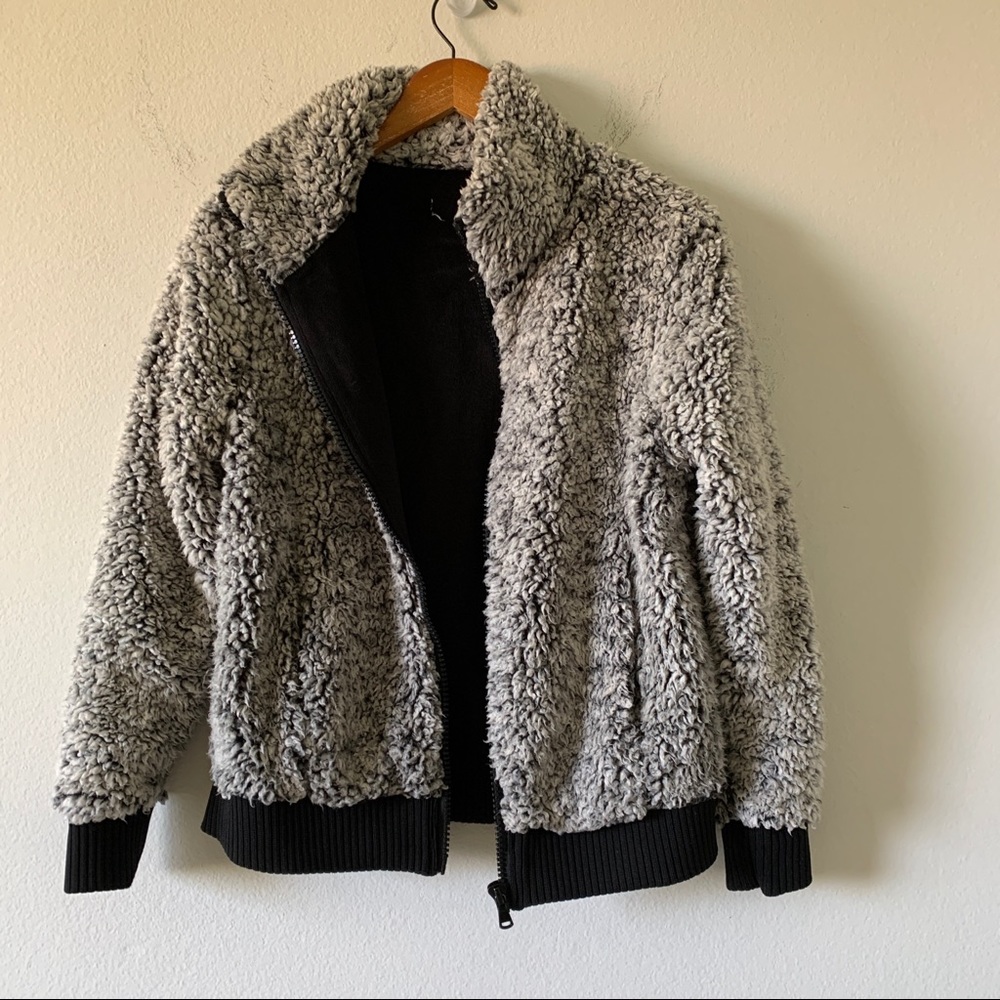 Gray With Black Trim Teddy Jacket - Picture 9 of 12